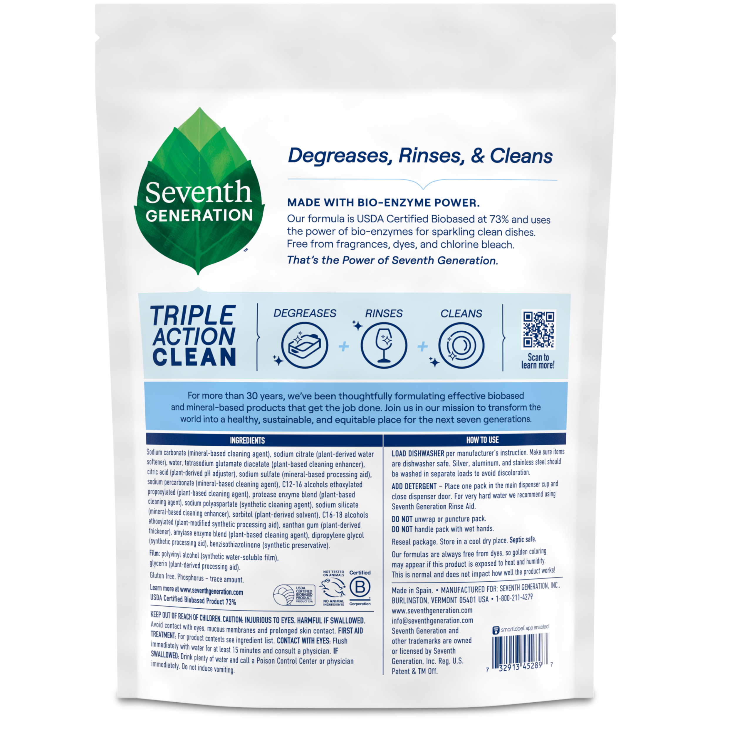 Multi-Chamber Dishwasher Detergent Packs - Free & Clear